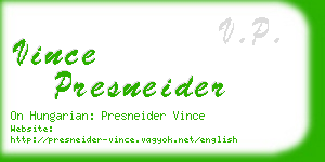 vince presneider business card